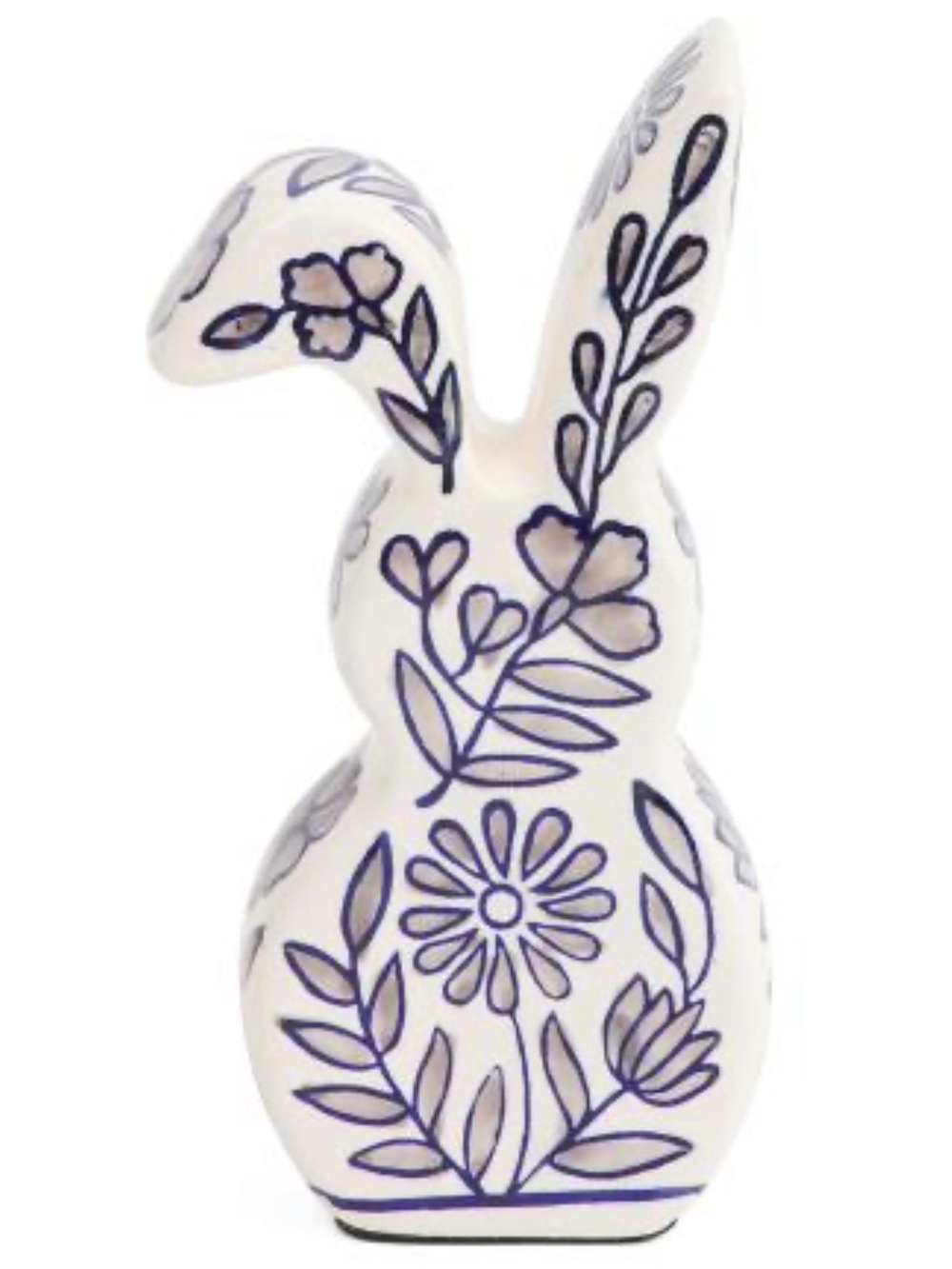 Cotton & Co Ceramic Easter Rabbit / White & Blue Floral Ceramic Bunny